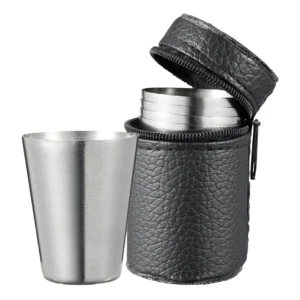 Snapseglas 4 stk. i læder etui - Benny