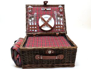 Picnic kurv ren luksus med Thermo rum, tæppe og indhold