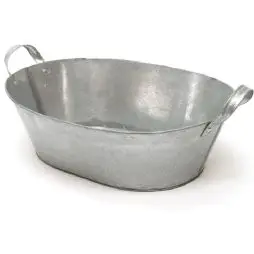 Gavebalje / Plantekurv i zink, oval med håndtag